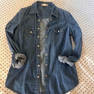 Blue asphalt Jean Button-up Shirt